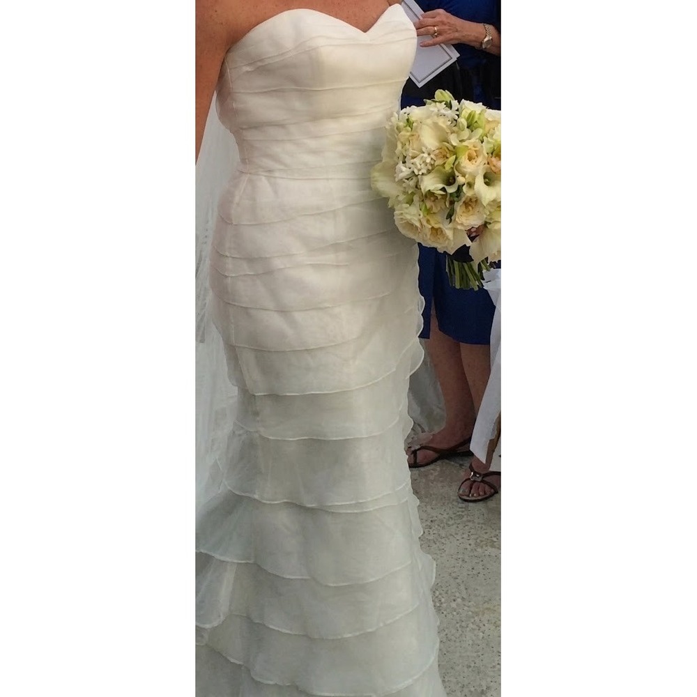 San Patrick 3226352 Strapless Sweetheart Tiered Ruffle Wedding Dress White